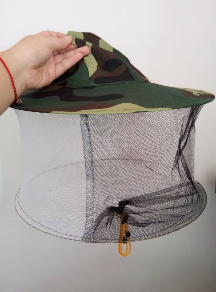 刘不丁迷彩蜂帽 防蜂 蜜蜂 养蜂工具 防护帽 防蛰脸 防蜂 防蚊 叮咬