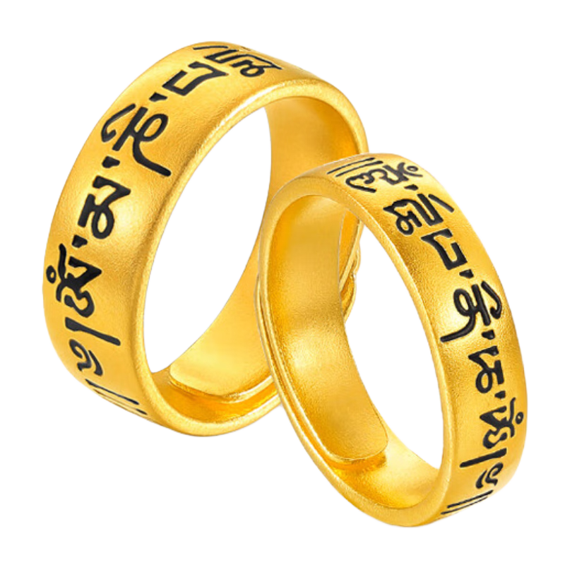 中鑫珠寶足金999箴言福慧古法黃金戒指男女款對戒六字真言琺瑯指環(huán) 【現(xiàn)貨】7.65g（女戒）