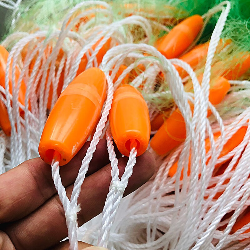 串孔坠红色穿串塑料浮子 加重沉底网 绿丝三层渔网 粘鱼网 捕鱼网 挂