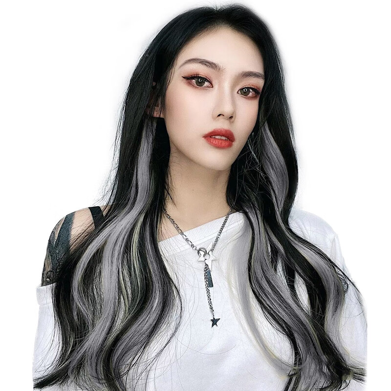 片式无痕挑染渐变女长卷发挂耳染发片短款烫接发片 双卡款【极光紫】