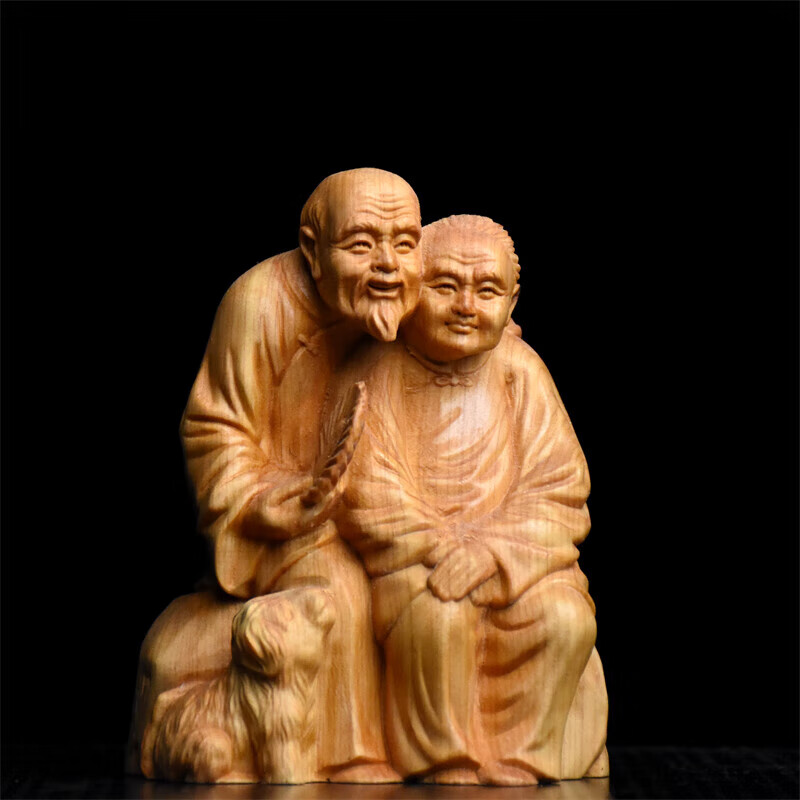 崖柏中式实木国风酒柜摆件家居饰品工艺品客厅新婚礼物老头老太