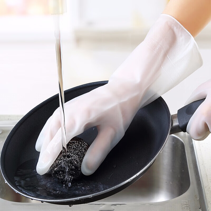 乐则 洗碗手套日本厨房丁晴洗碗手套家用清洁橡胶手套耐用防水乳胶家务手套 【超值】四双手套标码