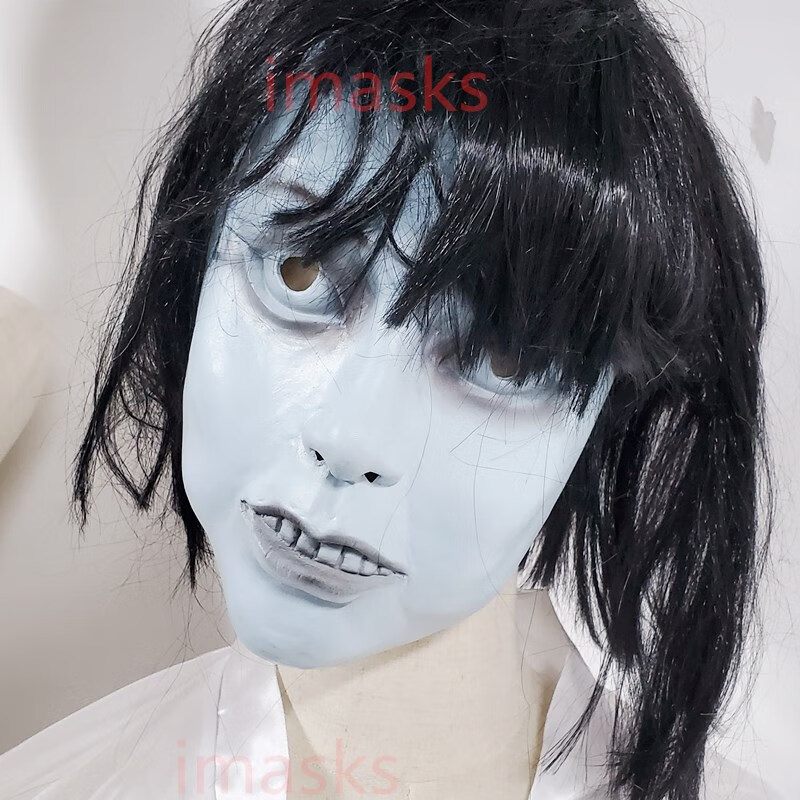 恐怖笑脸密室逃脱道具鬼娃娃美女鬼新娘面具剧本鬼屋装饰头套的 花子