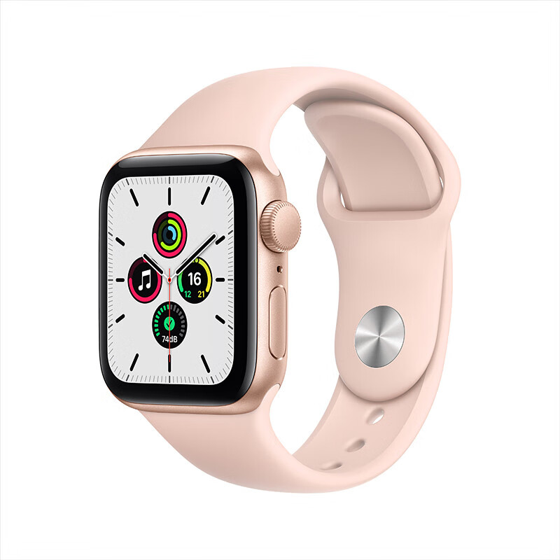 Apple Watch SE 智能手表【贴膜套装】GPS款 40毫米金色铝金属表壳 粉砂色运动型表带MYDN2CH/A