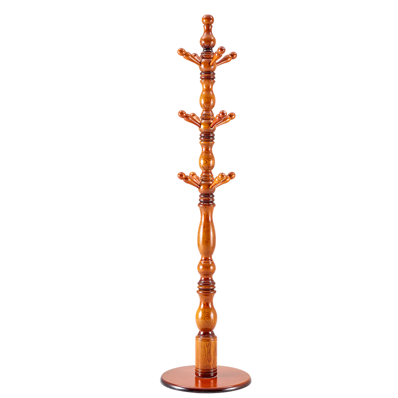 宜瑞思 衣帽架白腊木 加粗加大款别墅实木落地衣架美式圆盘挂衣架衣服架 立式衣裳架 主杆100mm胡桃色(实木底座款)