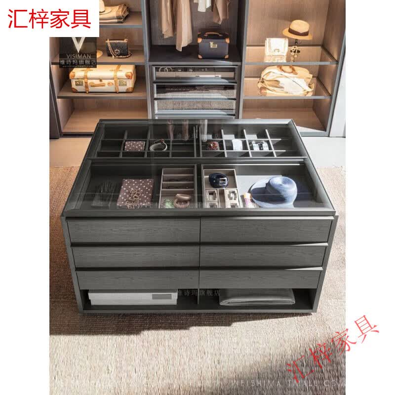 厢柔塌衣帽间中岛柜 衣帽间中岛柜 岛台柜中岛台 意式极简风格意大利