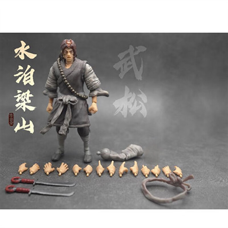 普乐水浒传108将手办水浒传108将英雄忠义堂可动人偶摆件卡片吕布武松