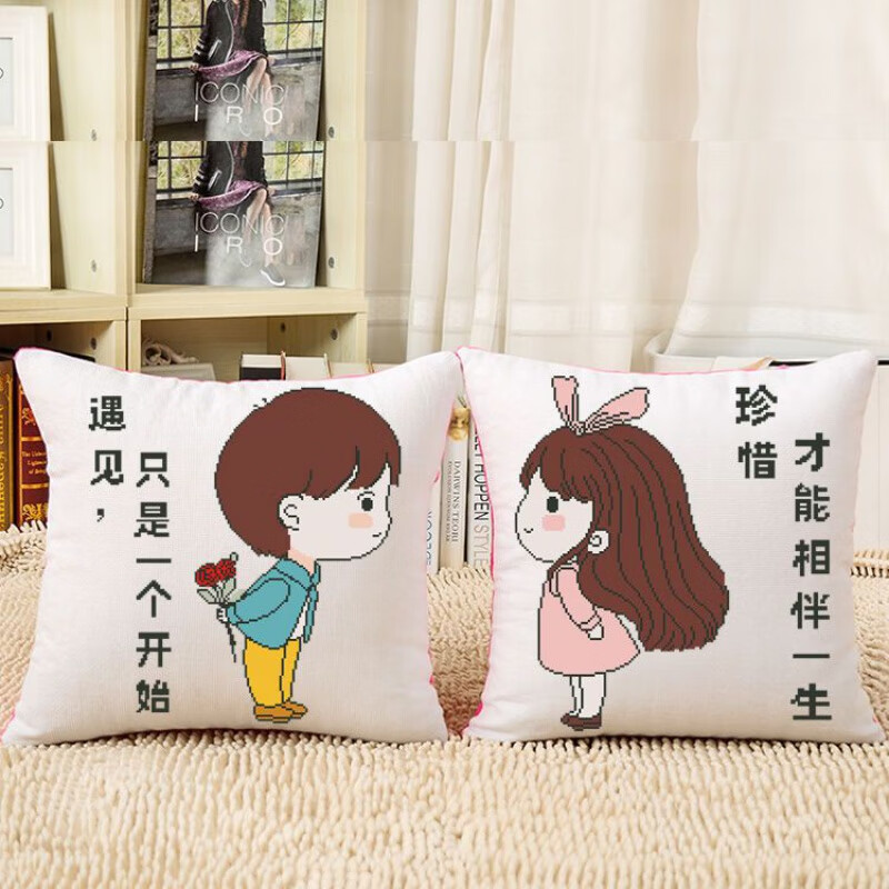 遇见 珍惜 一对枕套含枕芯
