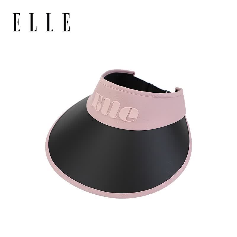ELLE防晒空顶帽女士夏季防紫外线户外运动休闲出游骑行大檐遮阳帽 樱花粉