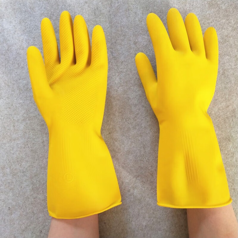 龙迅鹤橡胶手套洗碗 加长加厚防水家务洗衣柔软一体长筒食堂耐磨耐用