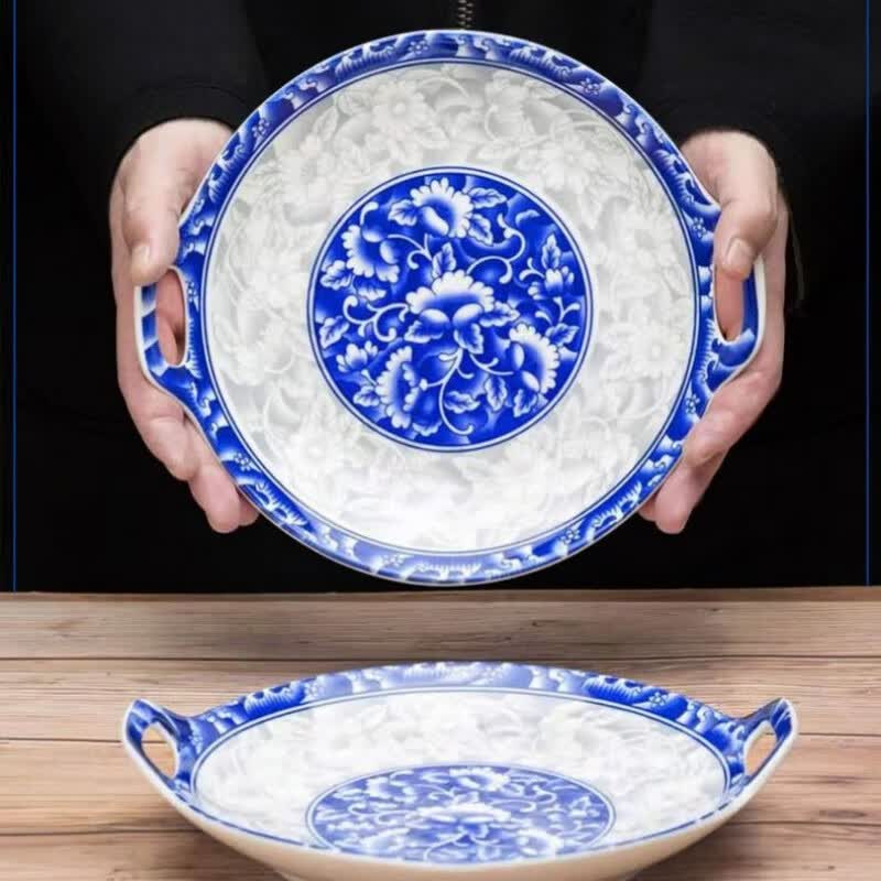 【网红款】【青花瓷盘子8寸釉下彩】套装陶瓷创意盘子家用骨瓷菜盘