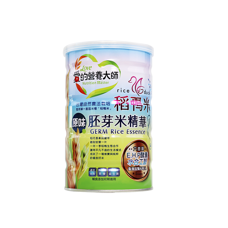 爱的营养大师稻鸭米原味胚芽米精华 进口辅食 台湾米精 宝宝米糊 钙铁锌米粉 六益菌400g/罐