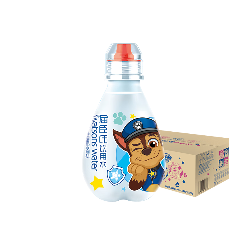 屈臣氏（Watsons）儿童饮用水105℃高温蒸馏 儿童水宝宝吸嘴 小瓶装 200ml*12瓶整箱