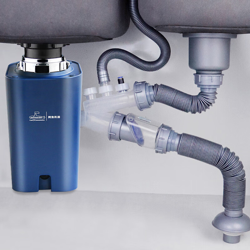 潜水艇（Submarine） 潜水艇厨房垃圾处理器家用菜盆下水管道食物厨余粉碎机全自动 蓝色垃圾处理器（包安装 带下水管）