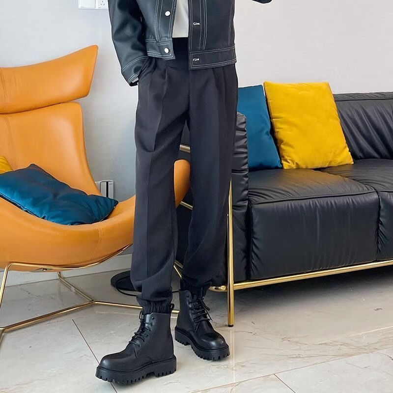 痞帅配马丁靴束脚裤男春秋款束脚裤男休闲裤锥形小西裤 (束脚休闲裤)