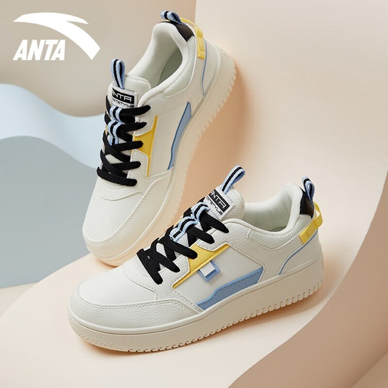 安踏板鞋女鞋官网旗舰新款潮流百搭小白鞋学生鞋子运动鞋 -15象牙白