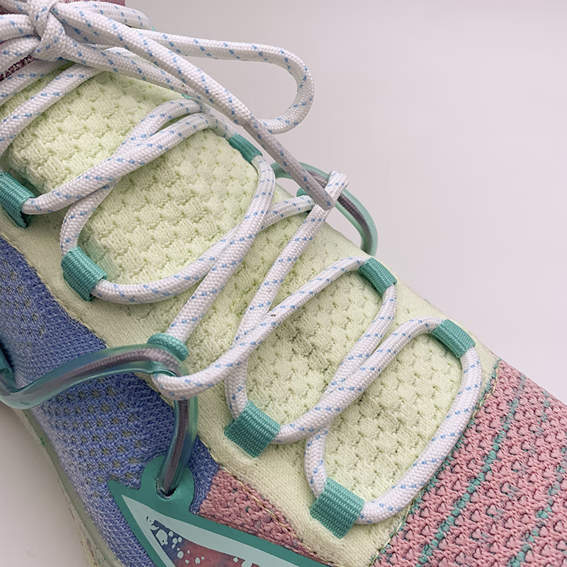 澳颜莱适配李宁闪击6圣诞团队粉红豹蓝色白色细圆形扁窄形篮球鞋鞋带