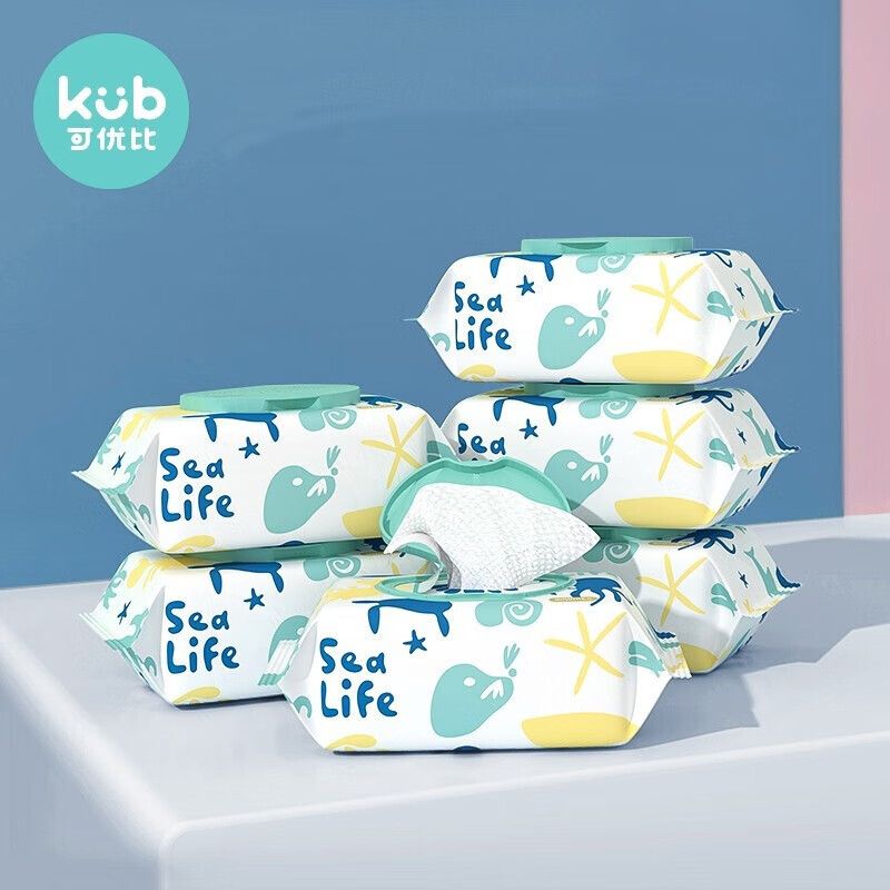 可优比KUB宝宝海洋水湿巾婴儿手口屁专用儿童新生儿大包装80抽*6包