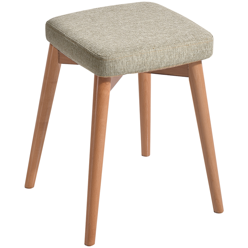 积木部落 实木小凳子餐凳方凳布艺梳妆凳化妆凳木板凳家用凳子餐椅木椅木凳矮凳 原木粗麻素颜色