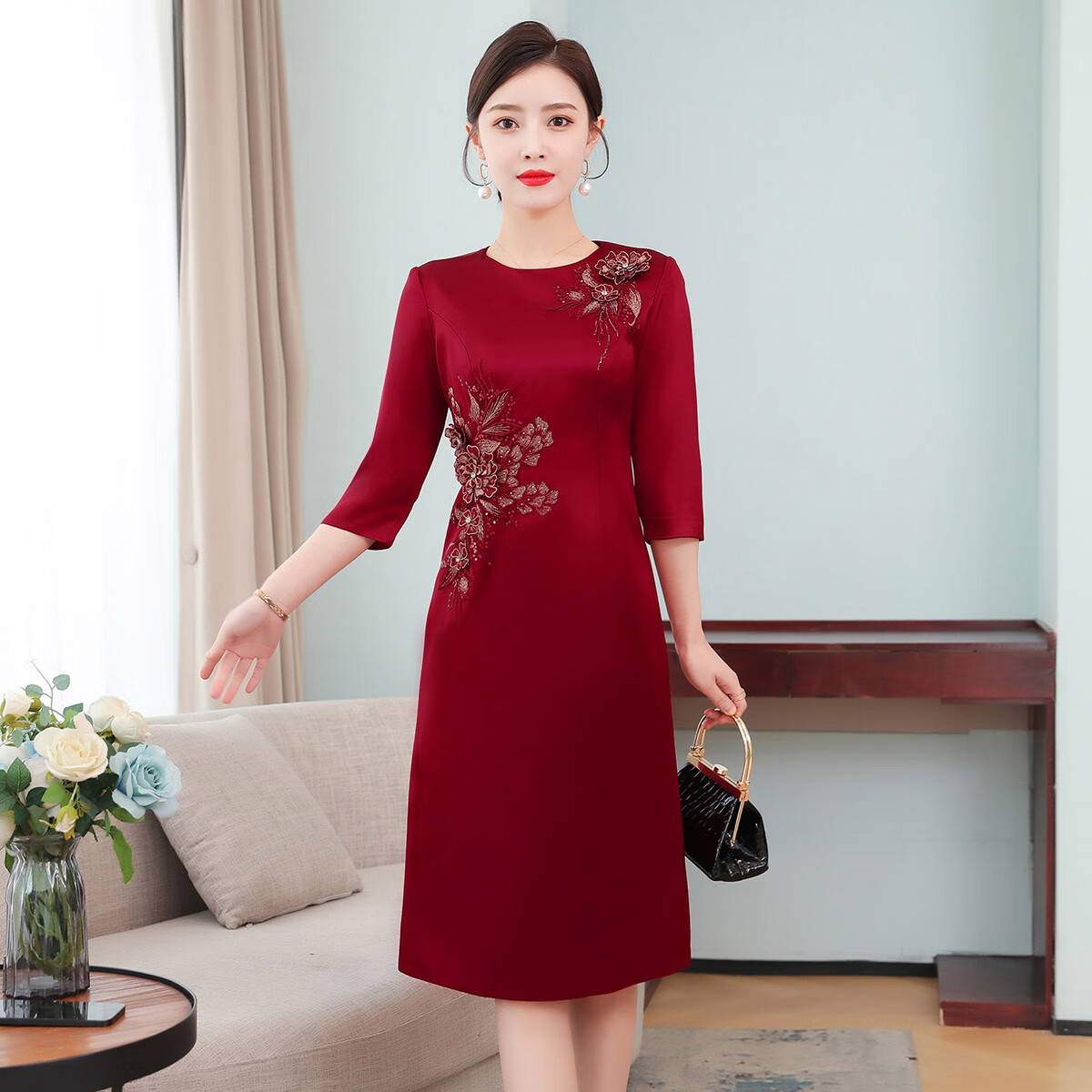 清丝坊女儿结婚妈妈婚礼上穿的衣服夏季喜婆婆婚宴装春秋夏季旗袍