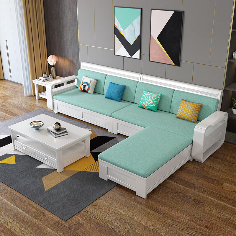 兴隆芳华实木沙发现代简约高箱高靠储物白色沙发组合 实木沙发-白色 单人位（高箱款）