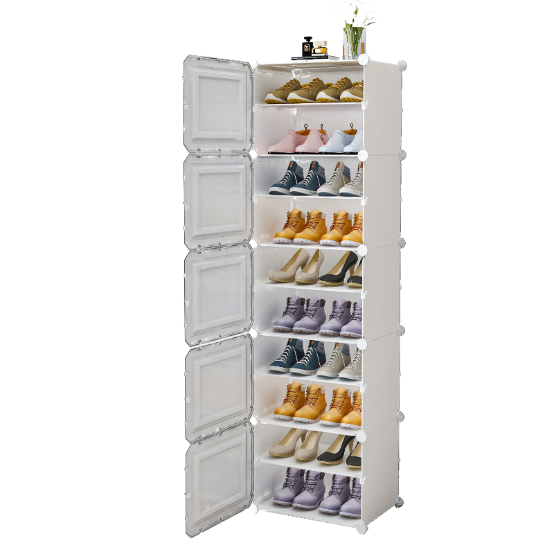 蔻丝 鞋柜 鞋子架多层简易组装塑料防尘玄关组装收纳架透明球鞋盒 【围栏款】3列6层