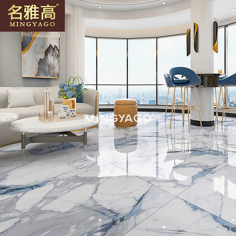 名雅高轻奢鱼肚蓝色客厅卫生间通体大理石瓷砖750x1500大板地砖厨房