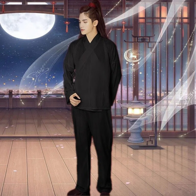 yudx古装男中衣裤情侣白色黑色古代汉服内衣寝服睡衣男女内衬里衣套装