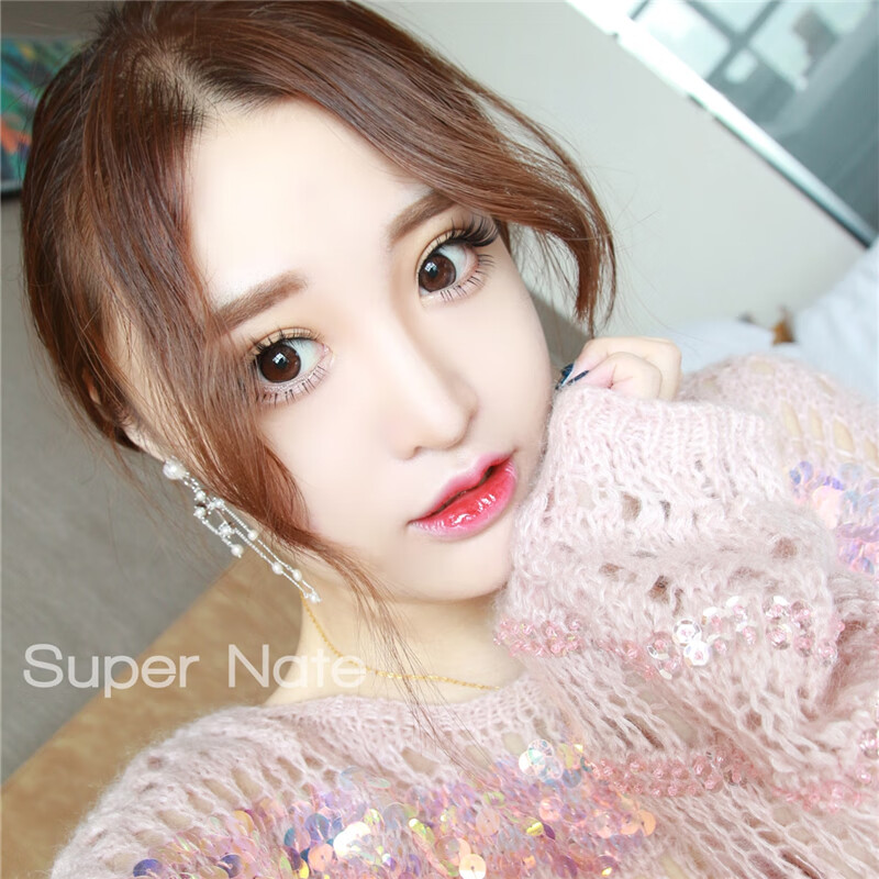 韩国进口硅水凝胶 美瞳年抛 小直径自然款 彩色隐形眼镜 近视女 非