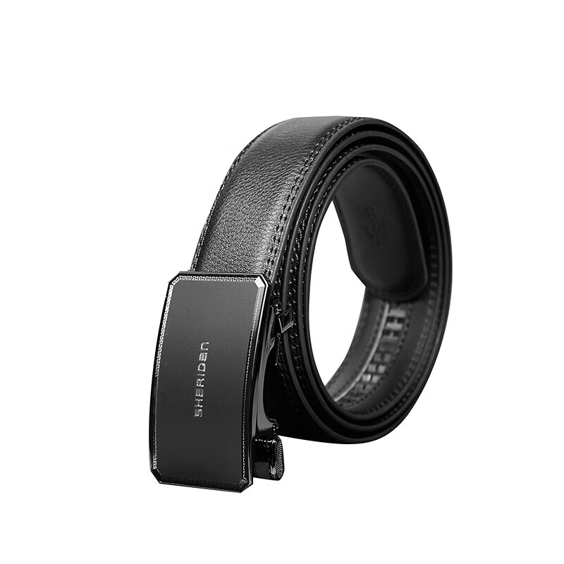 喜来登（SHERIDAN）皮带男士 新款 牛皮自动扣商务腰带休闲裤带精致 礼盒装送男友 黑色SH521565S