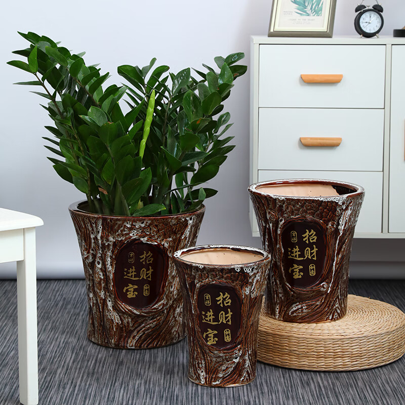 春枝韵陶瓷花盆家用客厅招财进宝花瓶大口径种发财树专用金钱树花盆