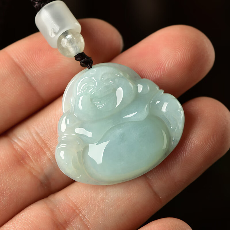 xpela 翡翠玉佛吊坠女款笑佛天然大肚弥勒佛项链缅甸冰糯种玉石挂件