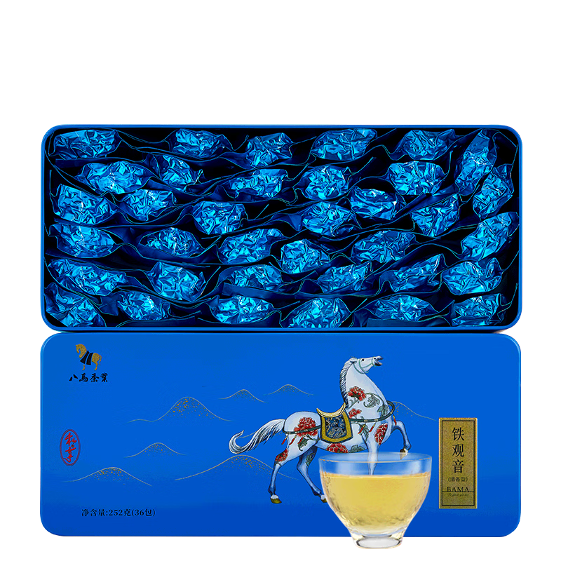 PLUS会员：八马茶业 安溪铁观音 清香型 乌龙茶 送礼盒装 252g 赠试茶*1+礼袋*1
