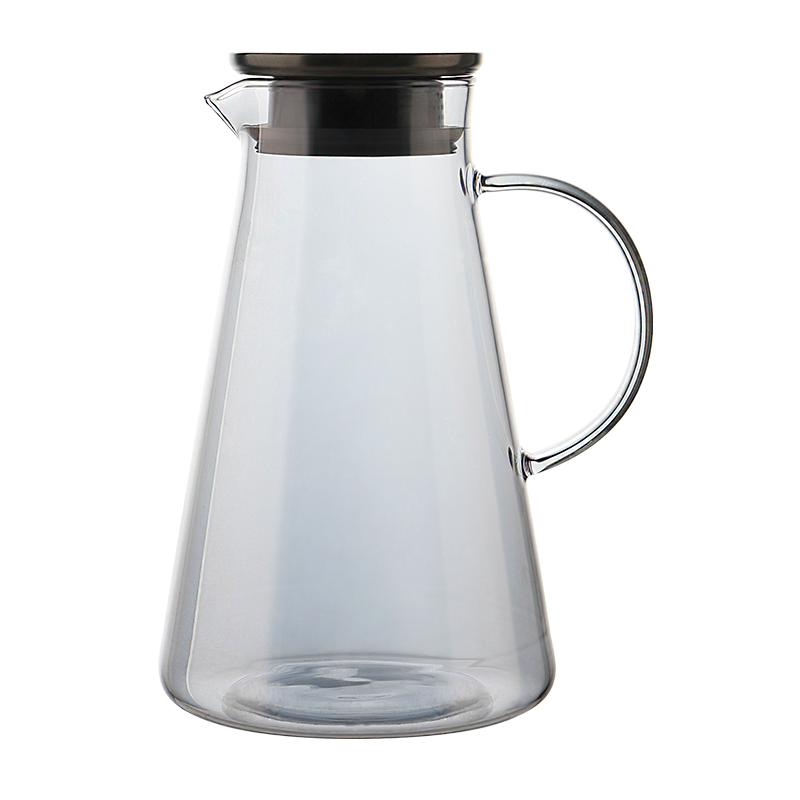 格娜斯 轻奢凉水壶玻璃耐热高温家用冷水壶高颜值凉白开水瓶茶壶大容量 烟灰色1800ml
