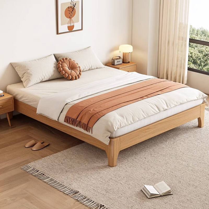 351.51.8米无床头床架子落地排骨架床 浅胡桃木单床 1500mm*2000mm