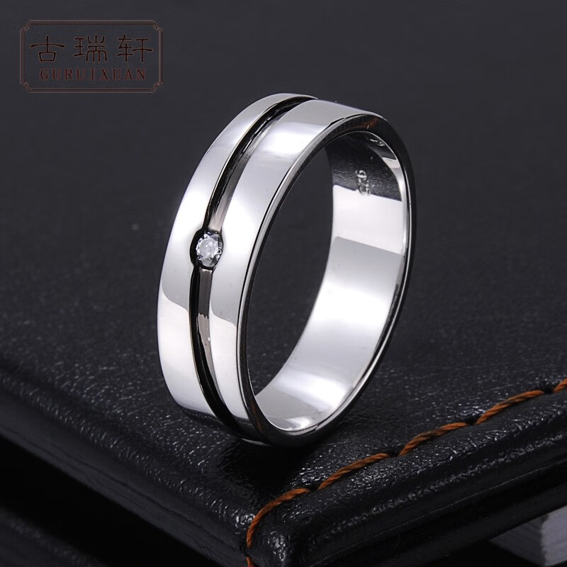 古瑞轩 925银 男戒指环 欧美时尚 潮流男士戒指送生日礼物 15号