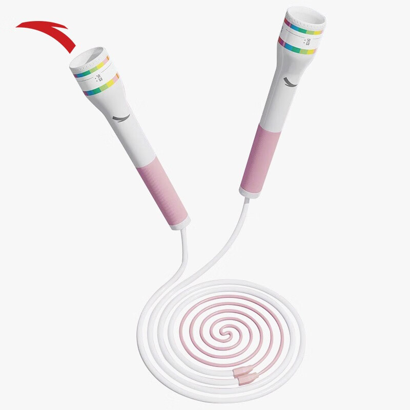 安踏（ANTA）跳绳新款低阻不绕绳可调节绳分段式小学生训练锻炼轻绳子团购 粉色/白色