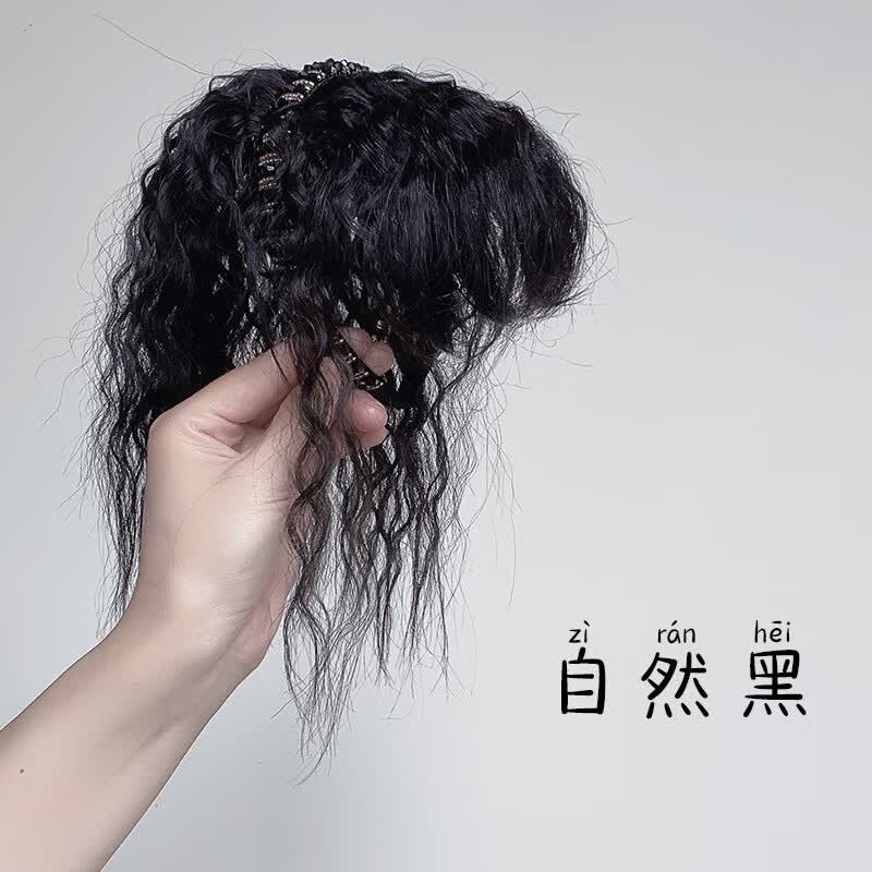 唐妮假发发箍一体式刘海前额全真发遮白发增发假发片蓬松羊毛卷补发片JKL 水钻发箍玉米须补发块黑色怎么看?