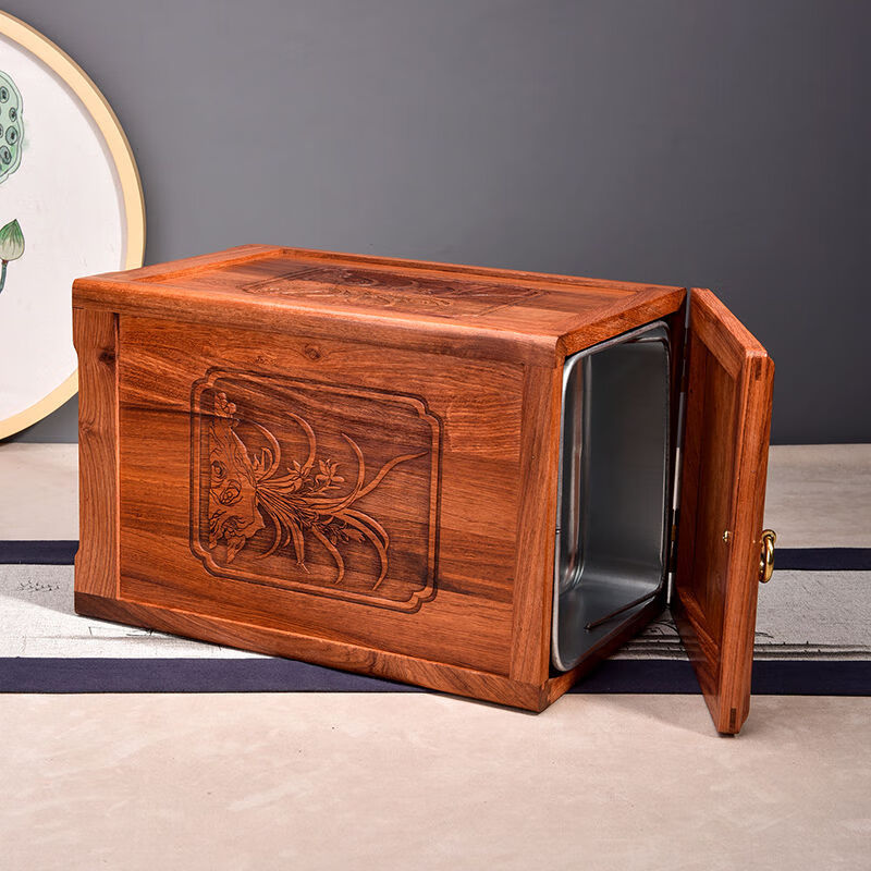 与山择林红木垃圾桶实木雕花中国风古典创意家居客厅大容量茶水桶 雕花垃圾桶