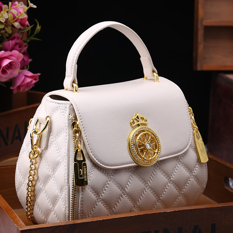 酷奇袋鼠包包酷奇女包手提包新款包时尚链条单肩包百搭斜挎苹果包 米