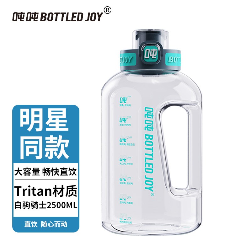 吨吨 BOTTLED JOY大容量杯子女吨吨桶户外男水瓶墩墩大肚杯太空水杯Tritan篮球运动水壶 白驹骑士 2.5L 【可装≤100℃水】