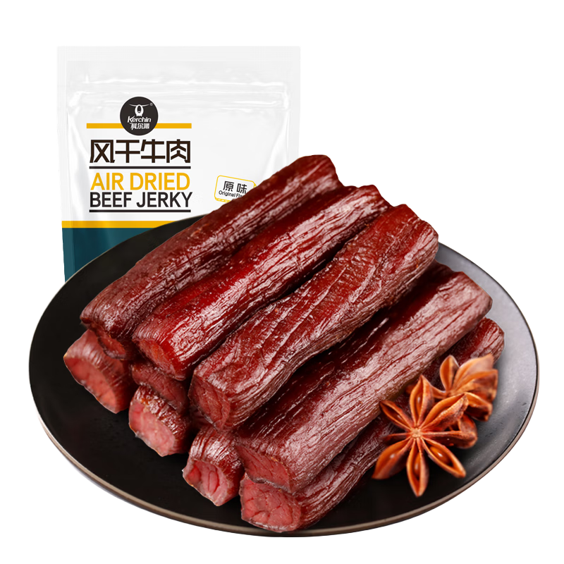 科尔沁风干牛肉干 原味500g*1袋内蒙特产休闲零食
