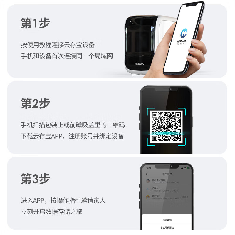 海美迪 云存宝HD20 家庭企业个人私有云盘 双硬盘nas网络数据存储服务器 备份一体机 HIMEDIA HD20（无盘版）