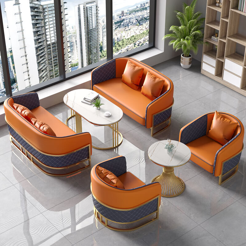 林晨依依轻奢酒店大堂沙发椅商务休息区接待卡座售楼处部会客洽谈桌椅