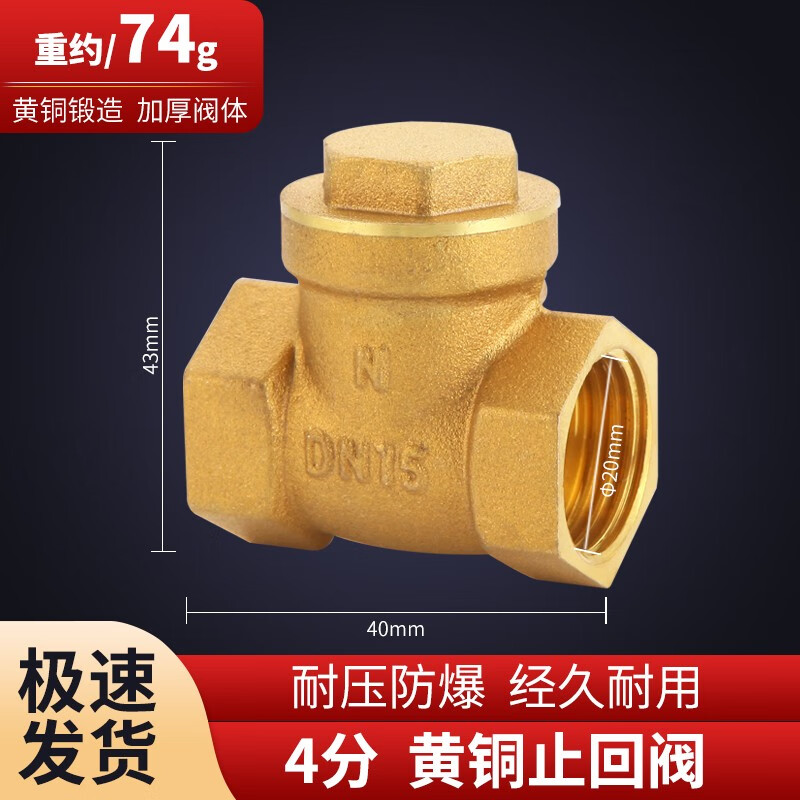 家奕凯(jyk) 止回阀全铜卧式单向阀pe止逆阀ppr自来水管道马桶热水器