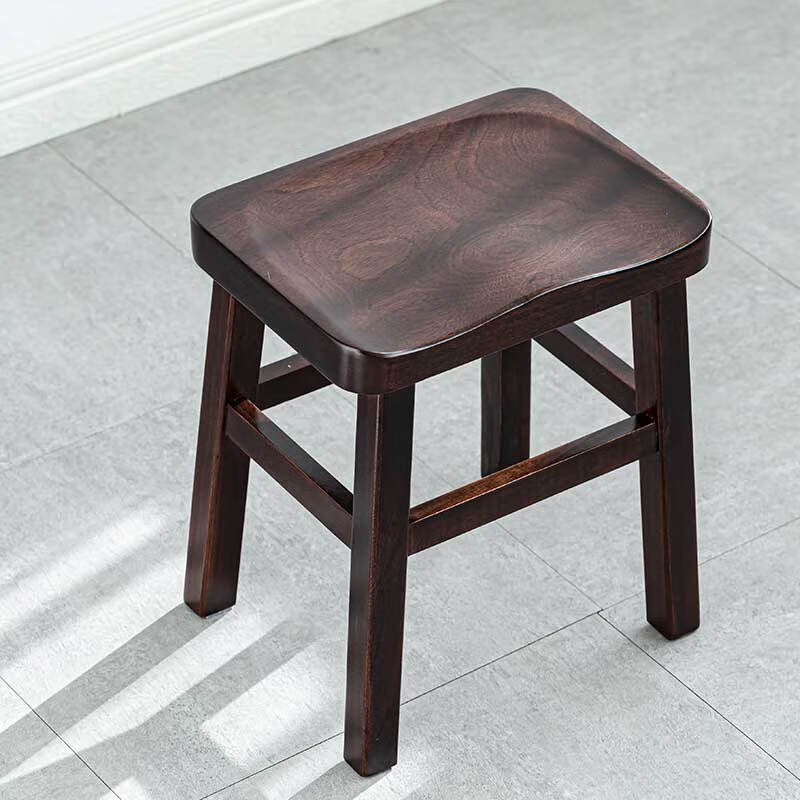 墨空 餐凳茶凳刚花实木方凳子功夫茶桌椅小矮木凳中式茶椅琴凳原木实木 檀木色刚花整板方凳