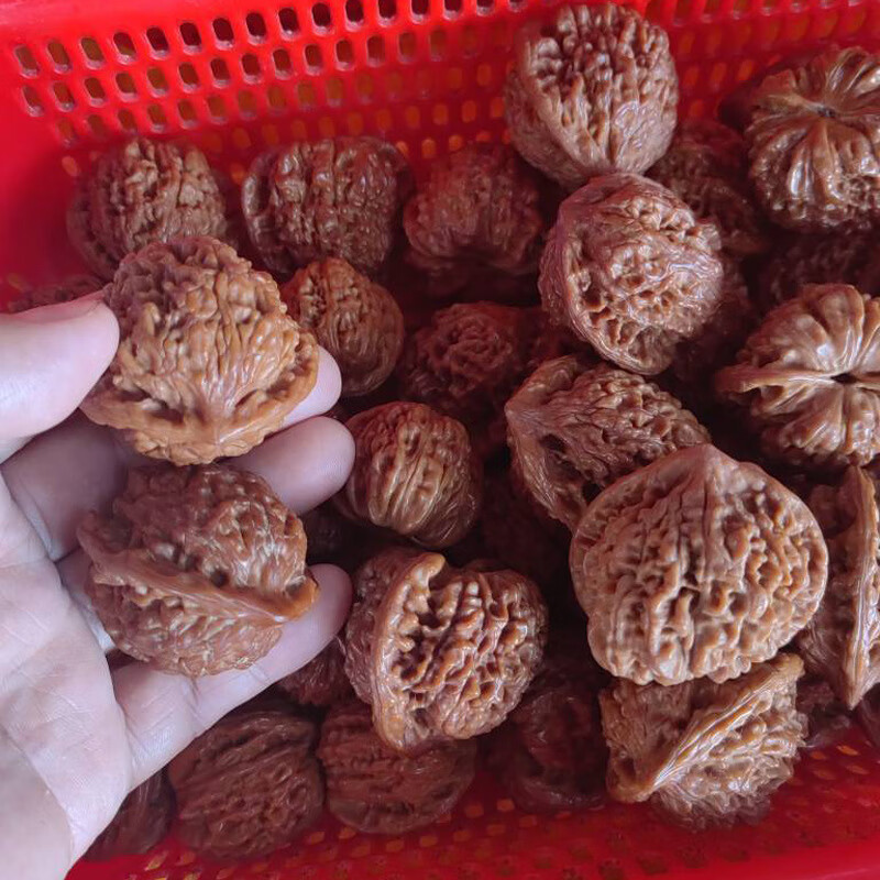 昂比熊新品手玩 麒麟纹官帽核桃原色盘玩手把件男士古玩核桃 包浆35