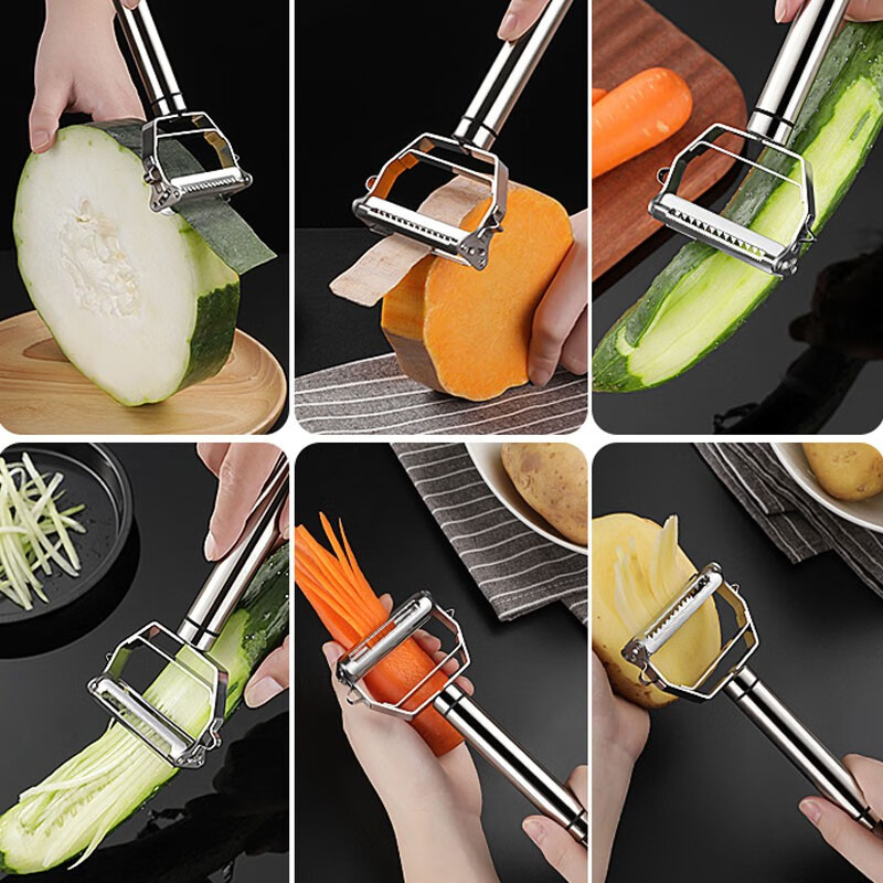 美俸削皮刀刮皮器304不锈钢家用多功能瓜刨土豆刮皮刀水果蔬菜削皮器 【201不锈钢】升级加厚 三大功能