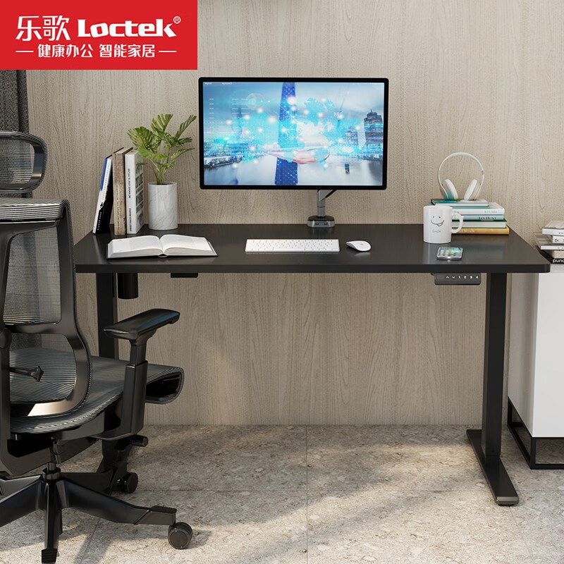 乐歌（Loctek）E2雅黑升降桌腿人体工学升降桌学习桌亲子桌站立办公电动升降器站着办公升降平台