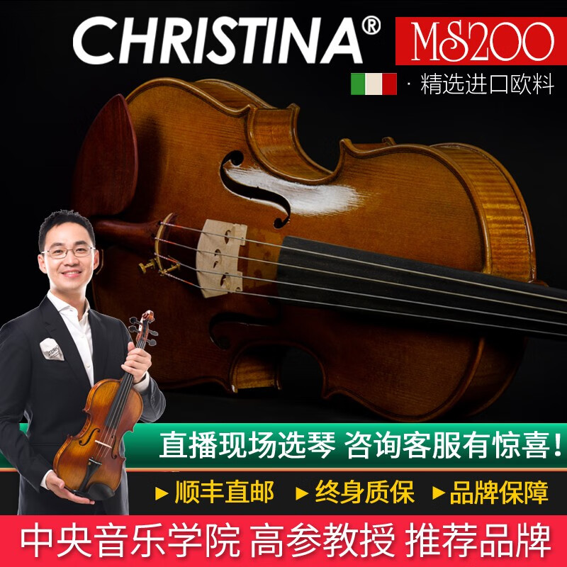 克莉丝蒂娜（Christina）MS200中提琴进口欧料成人13 14 15 16 16.5寸专业演奏考级中提琴 红木配件 13寸